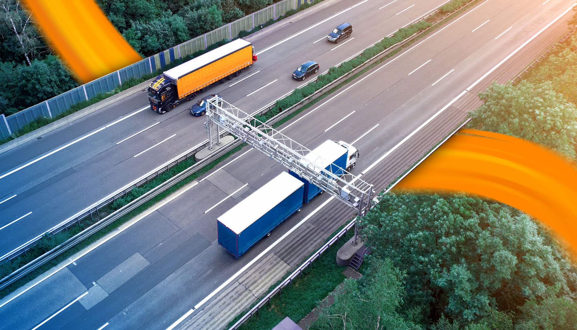 Truck and car on a motorway France
